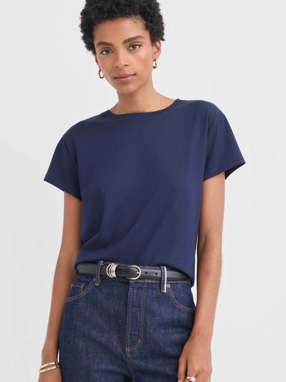 LOFT Navy Short Sleeve Crewneck Tee